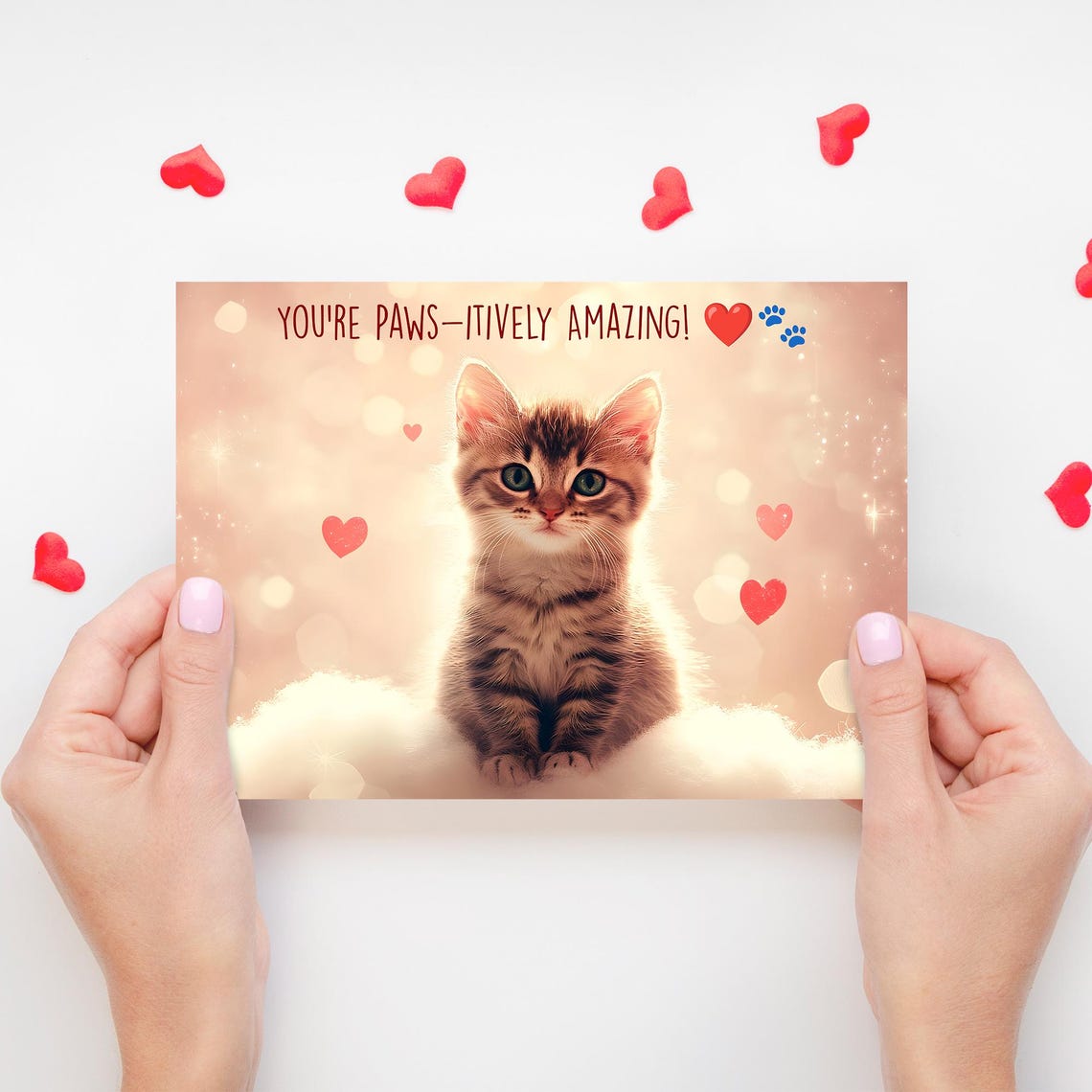Cute Tabby Kitten Paws-itively Amazing Funny Card Wall Art Print