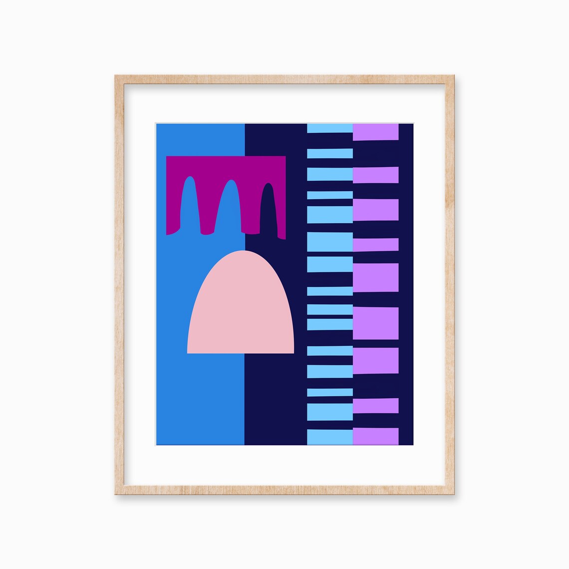 Maximalist Retro Shapes Art Print, Vibrant Abstract