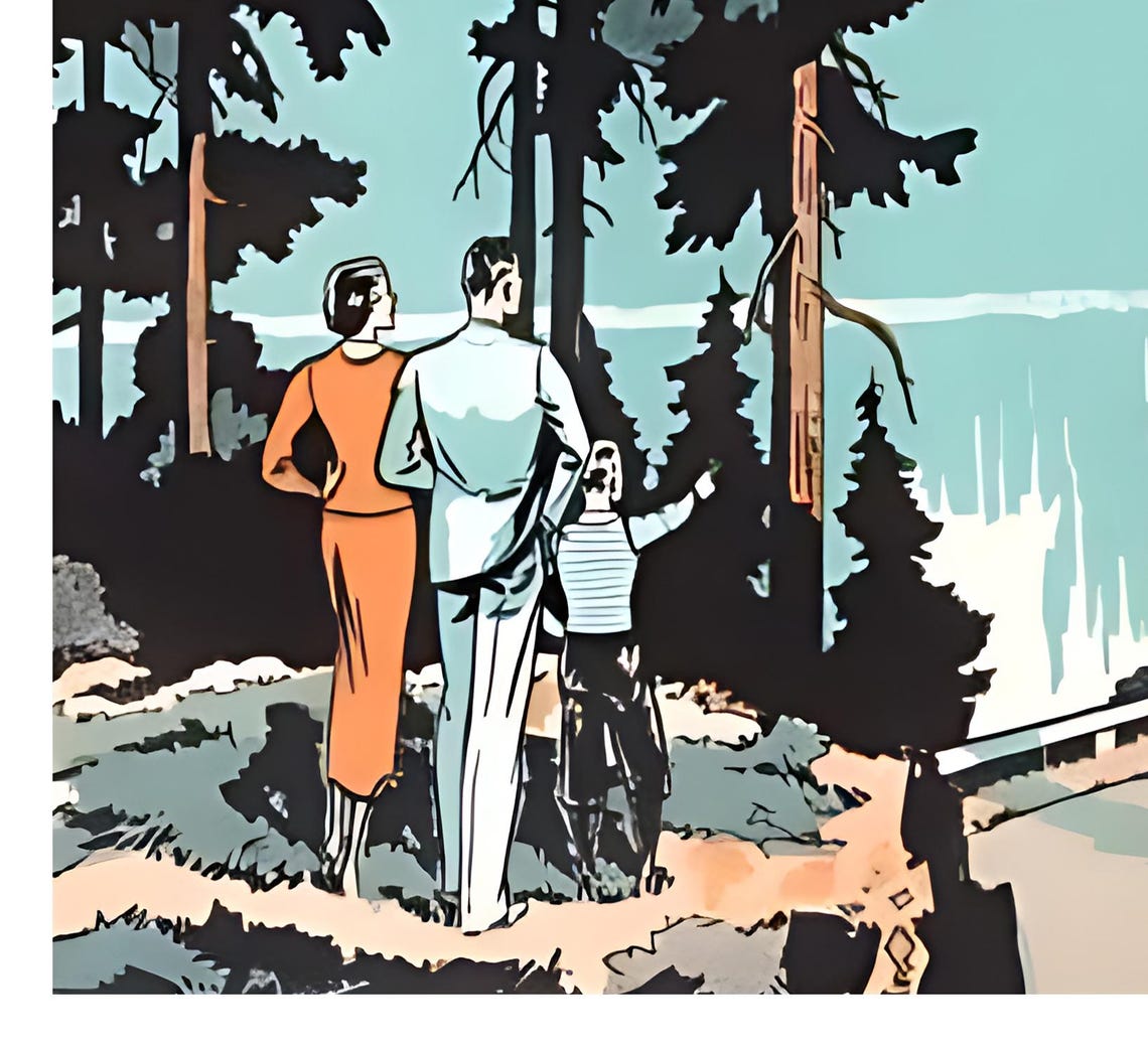 Drive Oregon Highways Vintage Snow Peak Mountain Road Trip Poster - Image 2