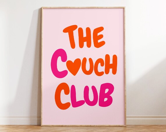 The Couch Club Print Living Room Decor Cute Quote Art Aesthetic Apartment Wall Art Minimalist Heart Poster Trendy Print