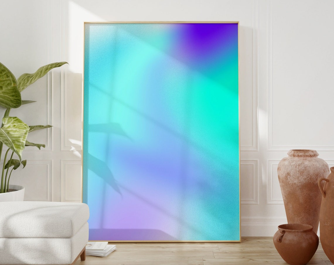 Turquoise Aura Blue Purple Gradient Aesthetic Apartment Poster