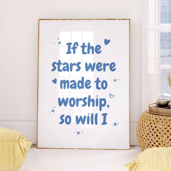 Modern Christian Wall Art Stars Worship Scripture Wall Art Blue Minimalist Christian Psalm 148 Poster Trendy God Bible Art