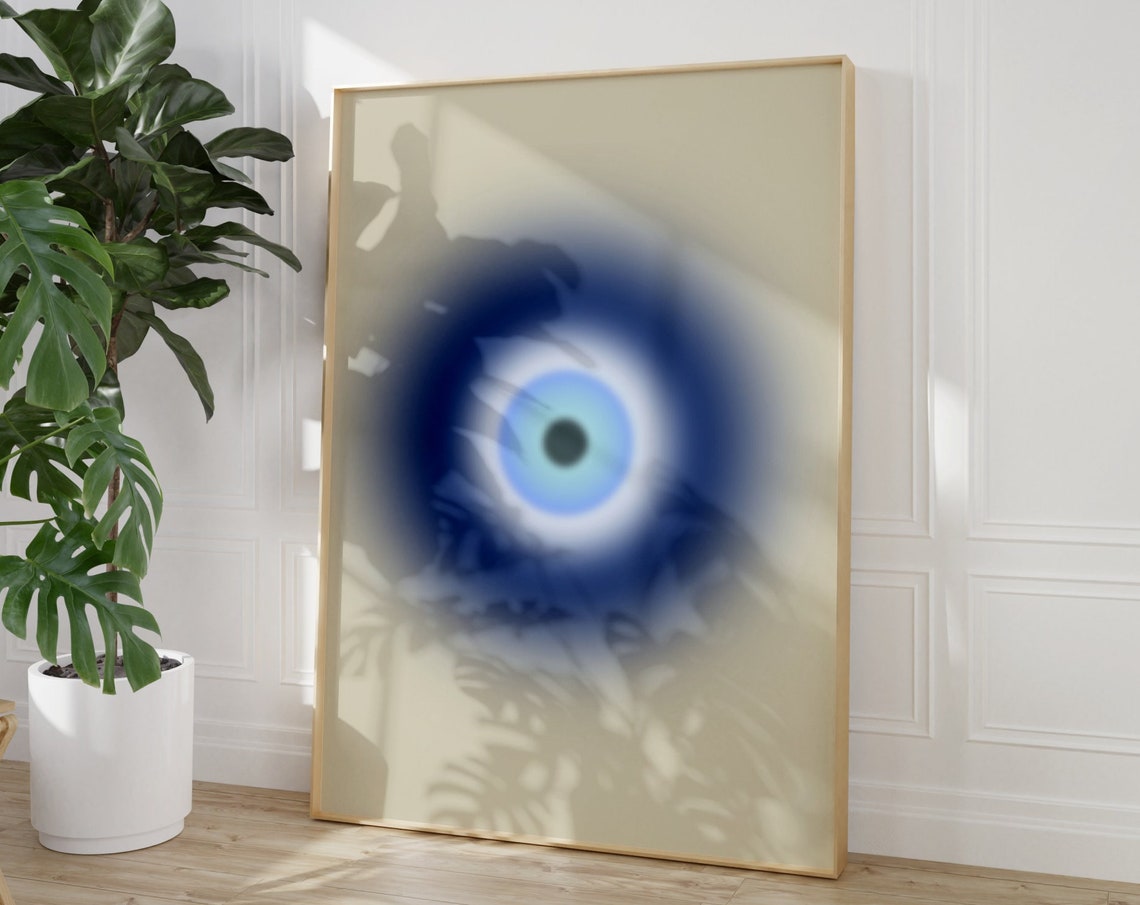 Blue Evil Eye Aura Gradient Boho Spiritual Protective Poster