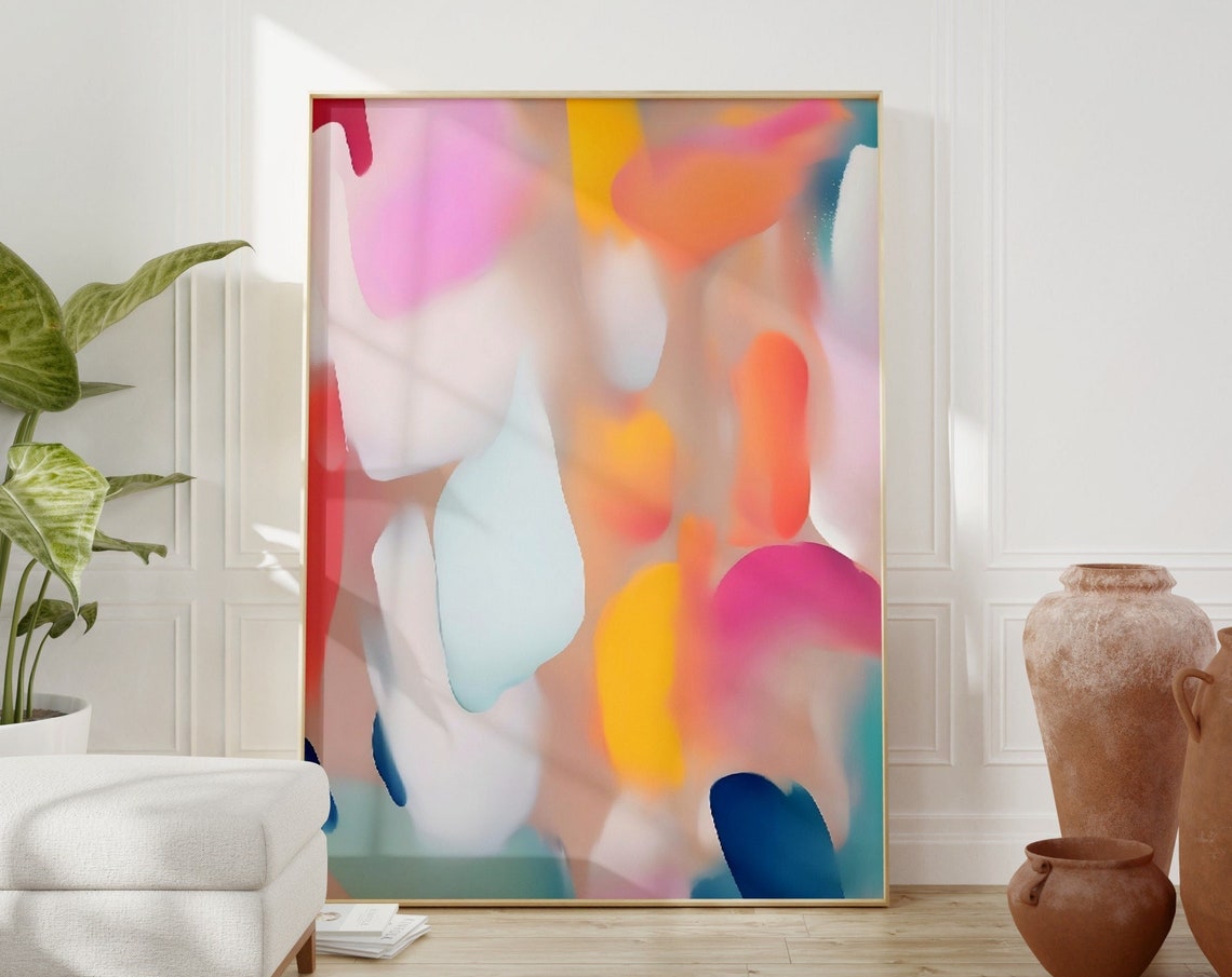 Pink Abstract Blurred Gradient Shapes Modern Colorful Decor Poster - Image 3