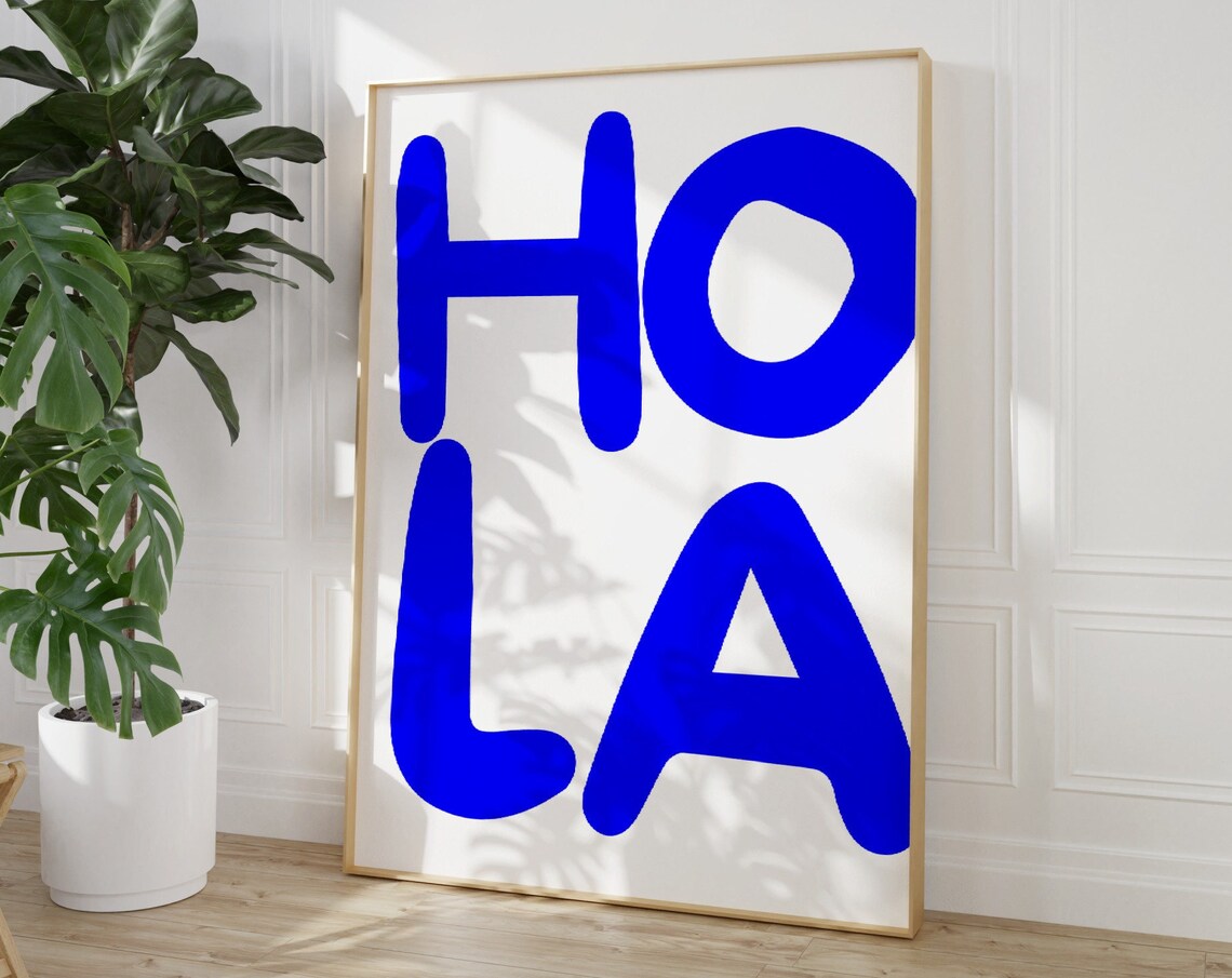 Hola Quote Print, Retro Spanish Phrase Art - Image 3