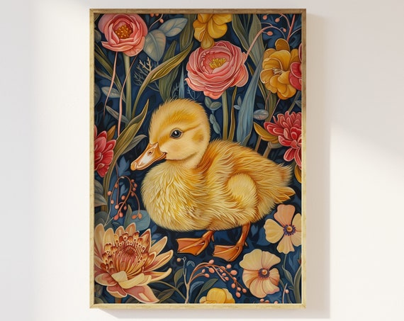 Botanical Duckling William Morris Style Art Print