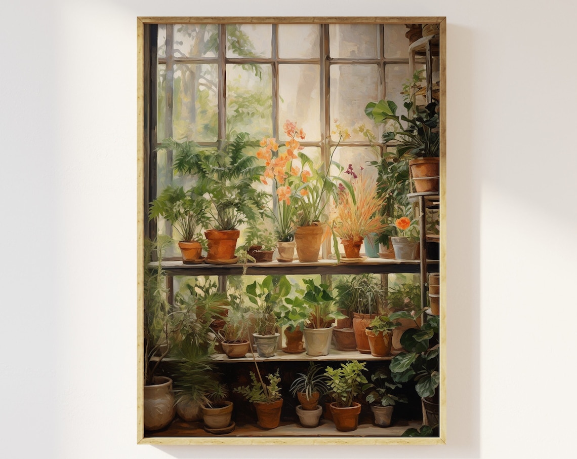 Botanical Bohemian Houseplants Art Print, Neutral Boho