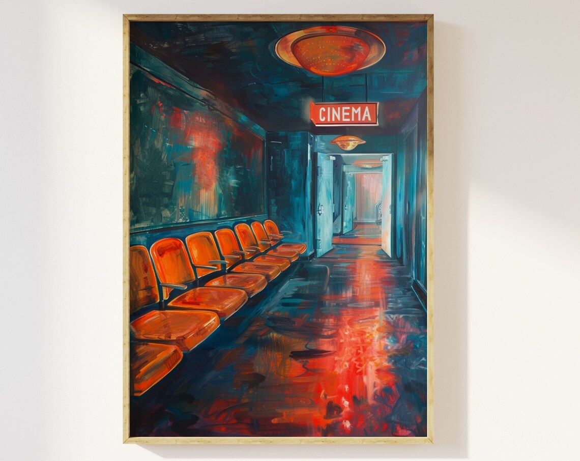 Deserted Cinema Moody Art Print, Dark Academia