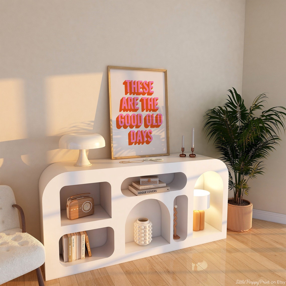 Nostalgic These Are The Good Old Days Pink 3D Typography Poster