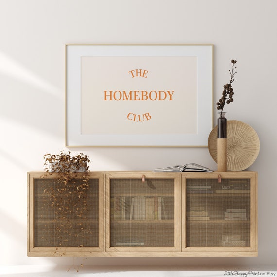 The Homebody Club Print Boho Quote Home Decor Typography Beige Orange Minimalist Scandinavian Poster Wall Art Instant Download