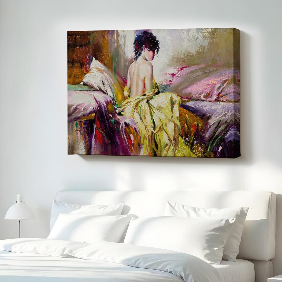 Woman Resting In Bed Pastel Impasto Romantic Bedroom Art Print