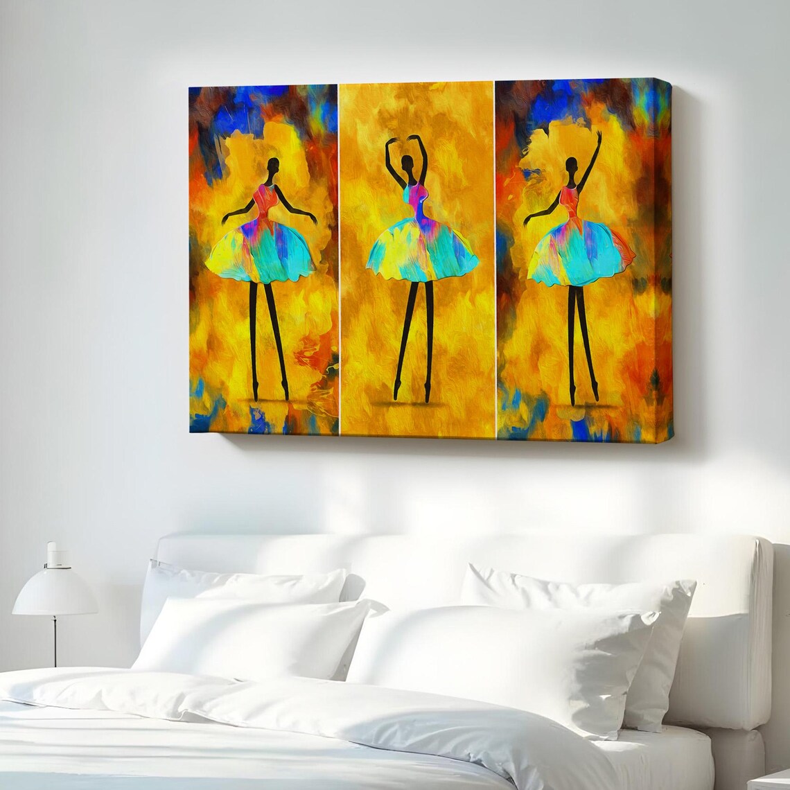 Ballerina Dancers Colorful Tutus Golden Abstract Ballet Poster Art