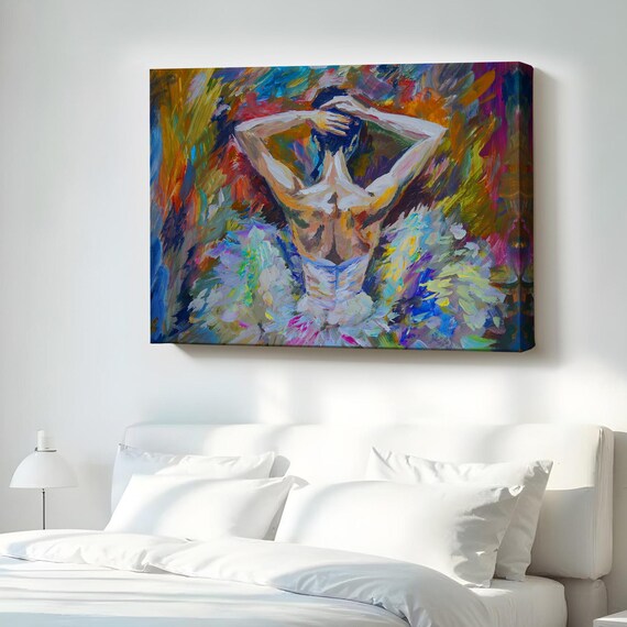 Ballerina Girl Oil Painting Style Decorative Canvas Wall Art Surreal Modern Decor Large Print