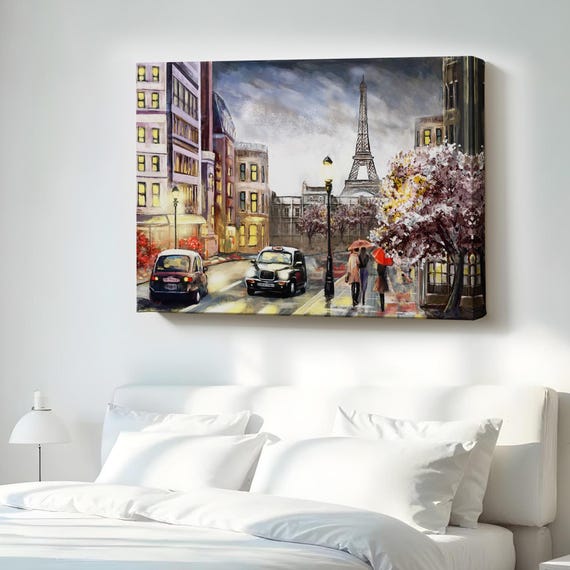 Eiffel Tower View Oil Painting Look Decorative Canvas Wall Art Regional Decor Office Gift For Home