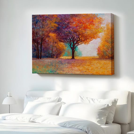 Autumn Landscape Oil Painting Look Decorative Canvas Wall Art Nature Decor