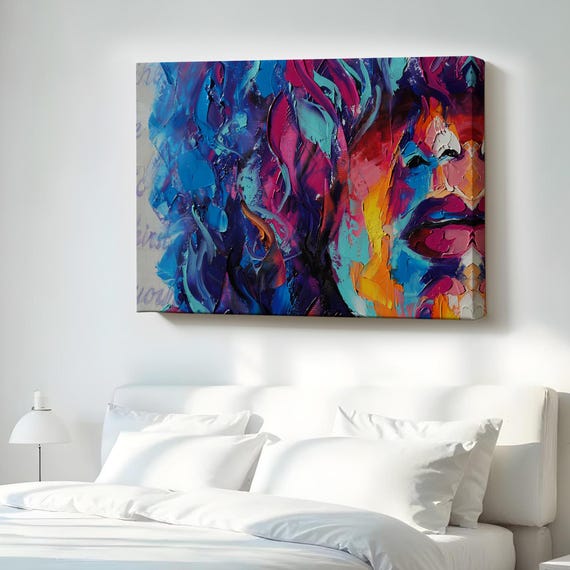 Abstract Painting Of A Beautiful Girl Oil Look Decorative Canvas Wall Art Framed Housewarming Gifts