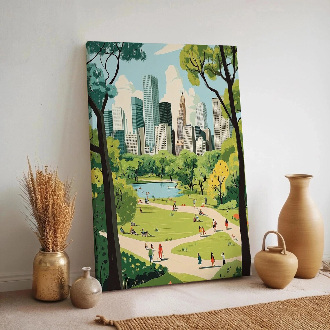 Central Park New York City Skyline Poster Vintage Travel Style Park View Art
