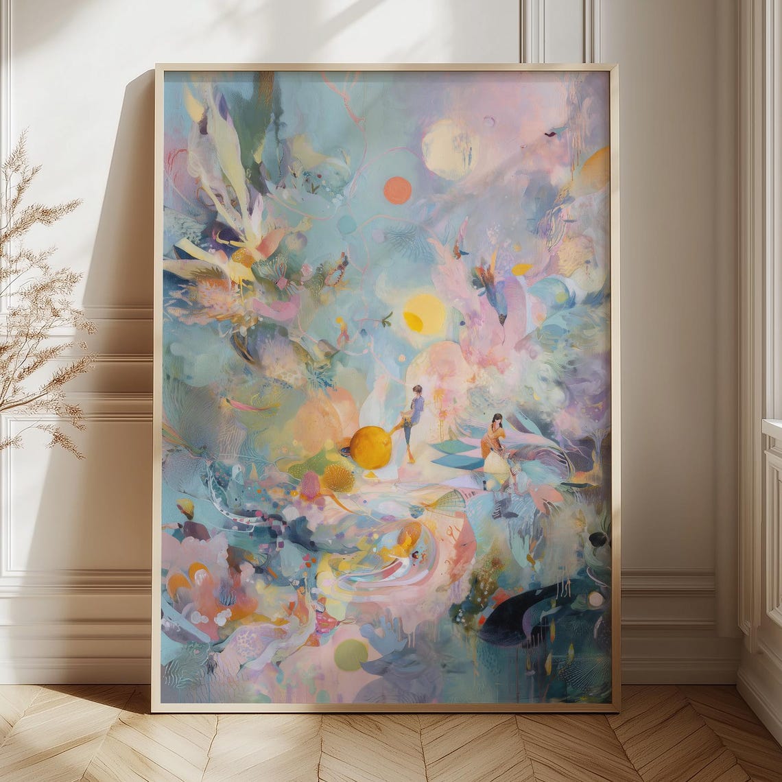 Dreamy Pastel Surreal Dreamscape Floating Figures Fantasy Wall Art