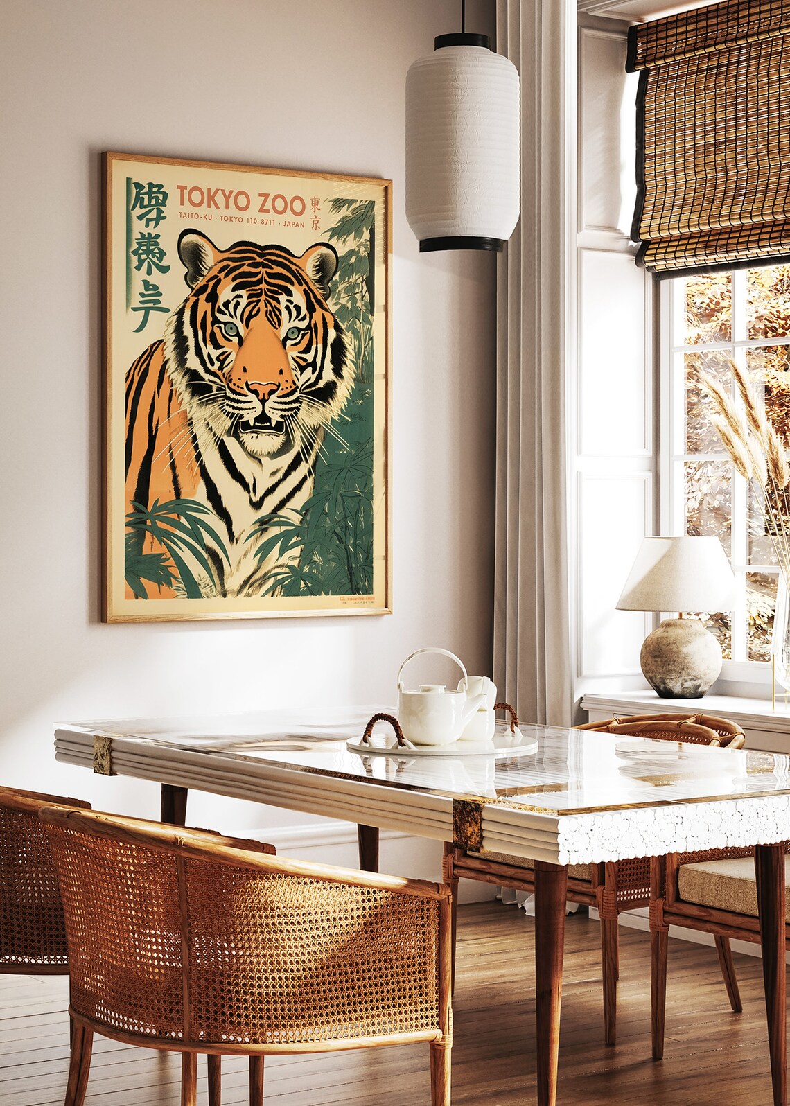 Vintage Tiger Print Tokyo Zoo Poster, Animal Art - Image 3