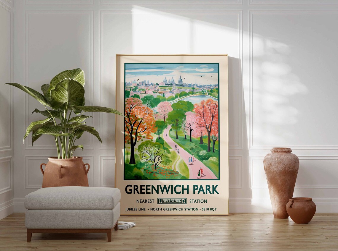Greenwich Park London Art Print, William Morris Floral - Image 3