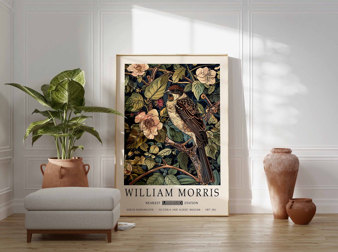 William Morris Sparrow Among Blossoms and Leafy Branches Poster - Image 3