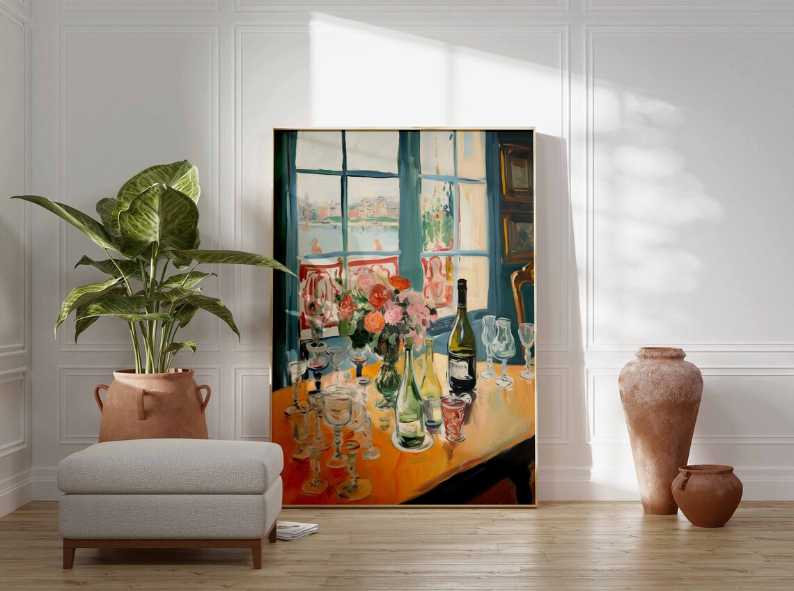 Retro Dinner Party Food Art Print, Vintage Kitchen Poster - Image 3