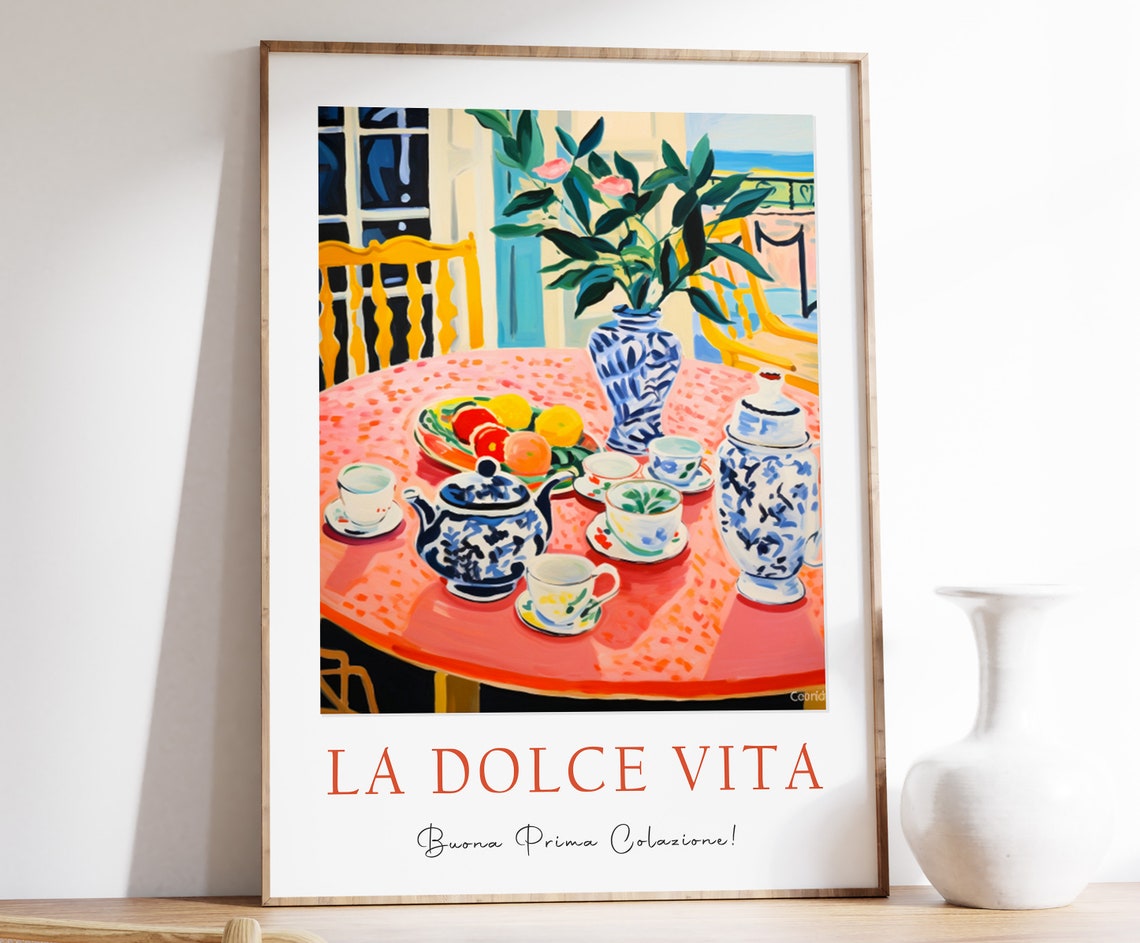 La Dolce Vita Italian Coffee Table Breakfast Kitchen Food Art Poster