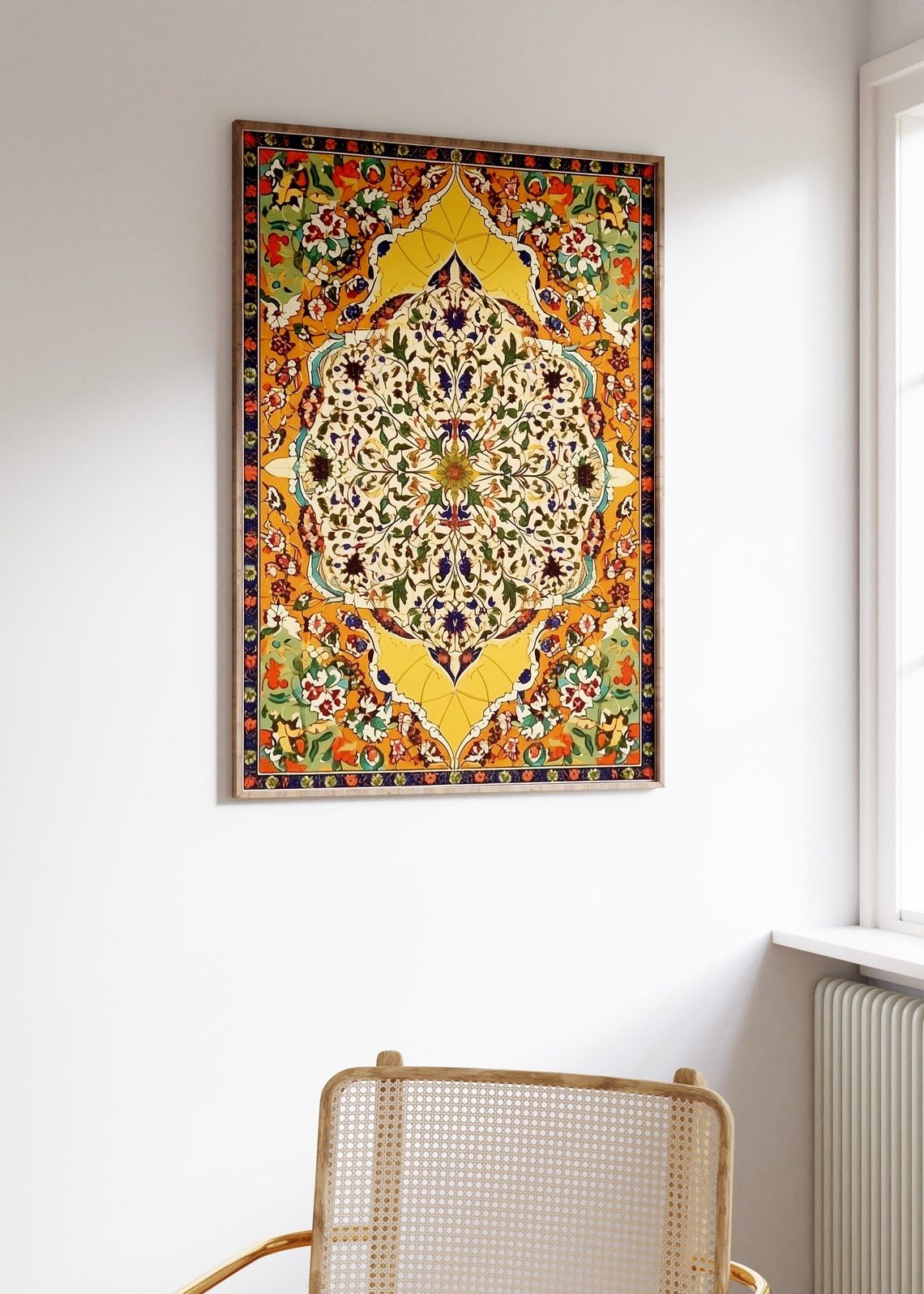 Ornate Islamic Geometric Floral Mandala Gold Symmetric Pattern Poster - Image 3