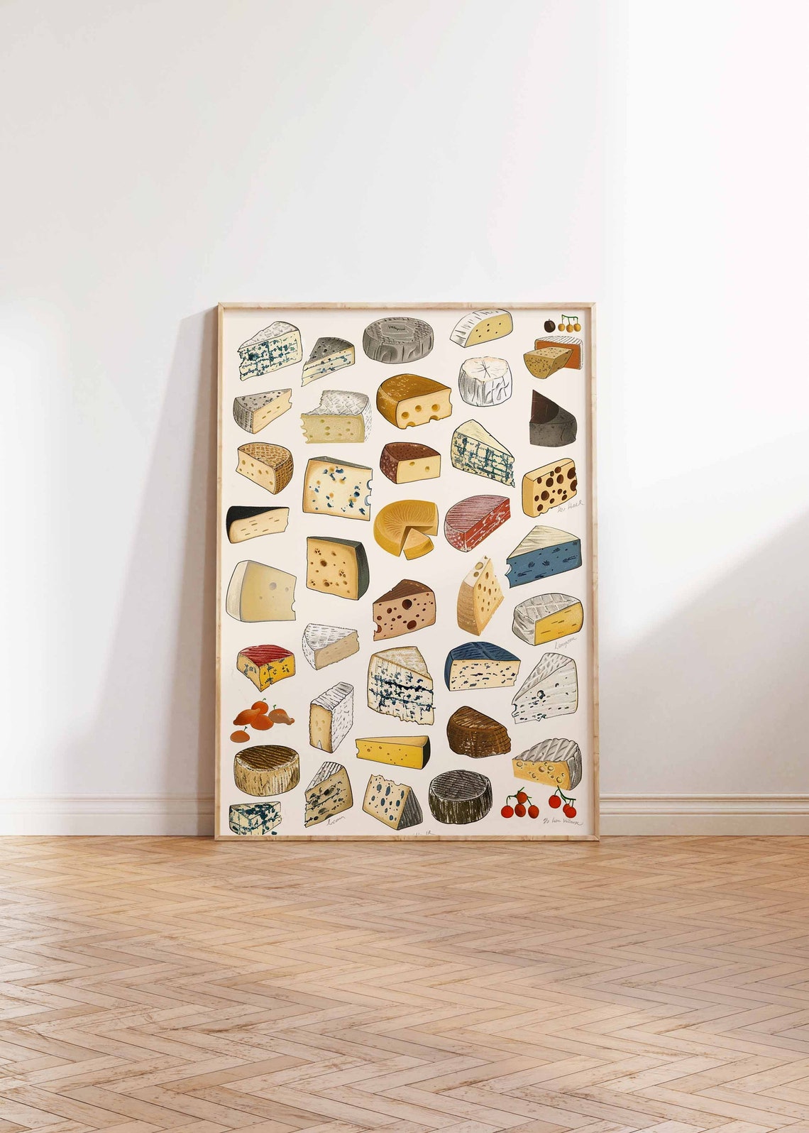 Cheese Varieties Illustrated Gourmet Food Poster for Kitchen Wall - Image 2