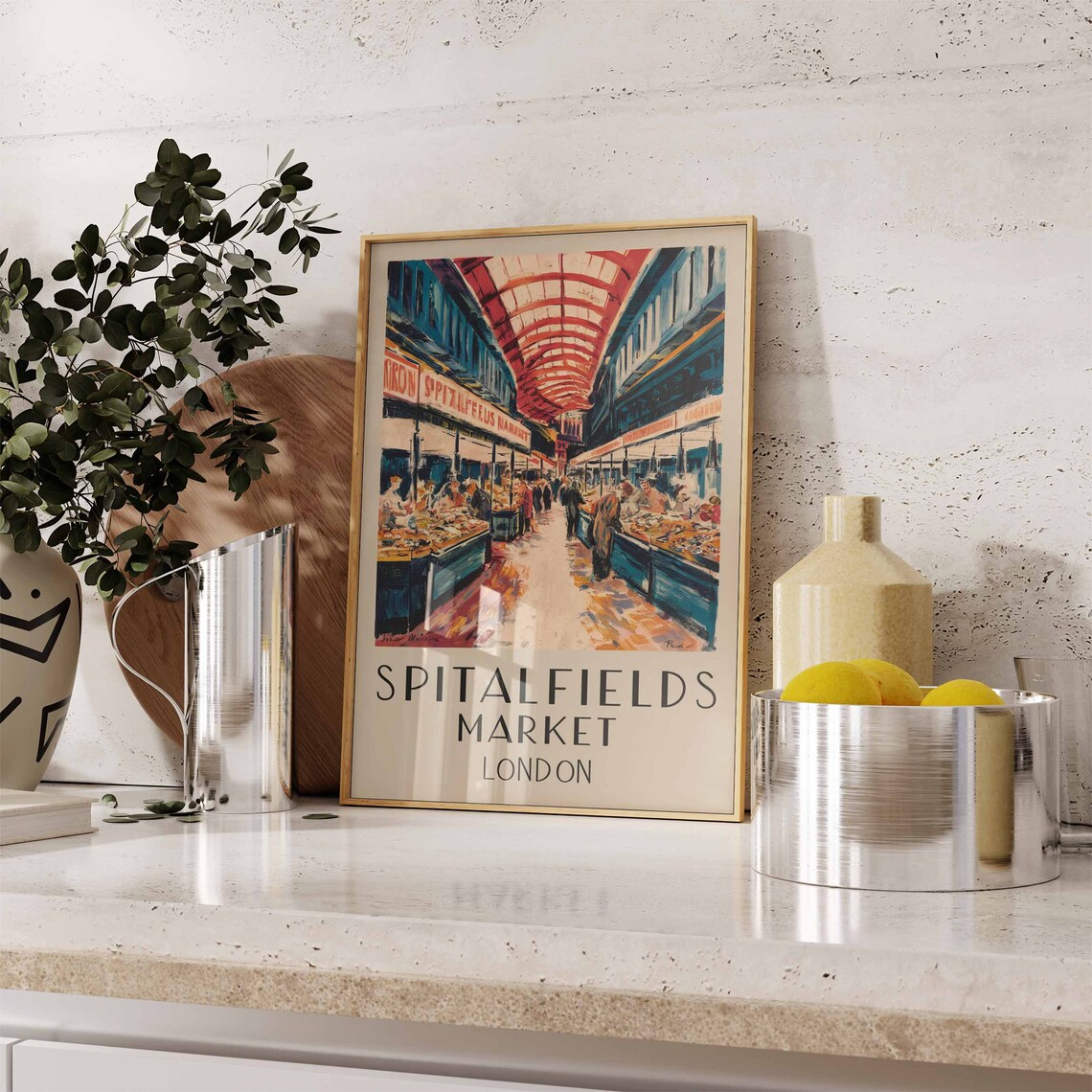 Spitalfields Market London Travel Poster, Retro Art - Image 2
