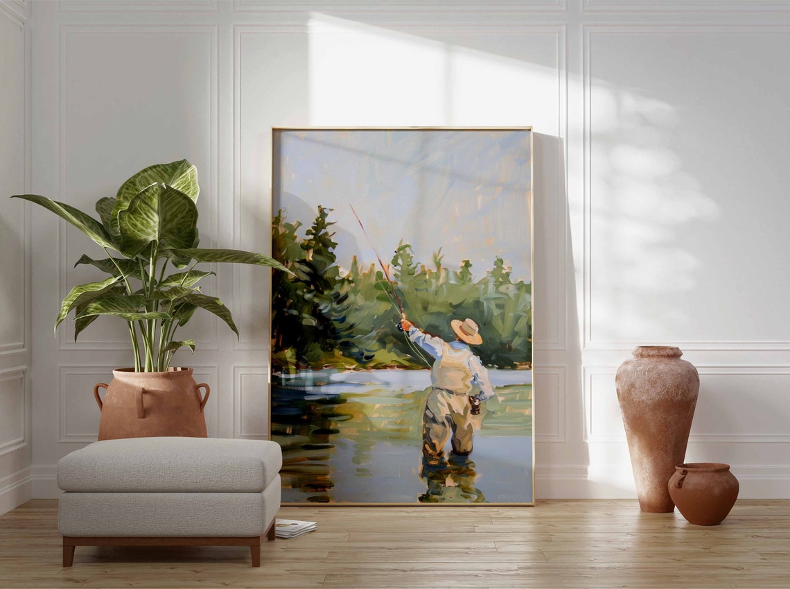 Fly Fishing Poster Fishing Wall Art Gift For Fisherman Angling Art Floral Print Botanical Decor Outdoor Poster Adventure Poster - Image 3