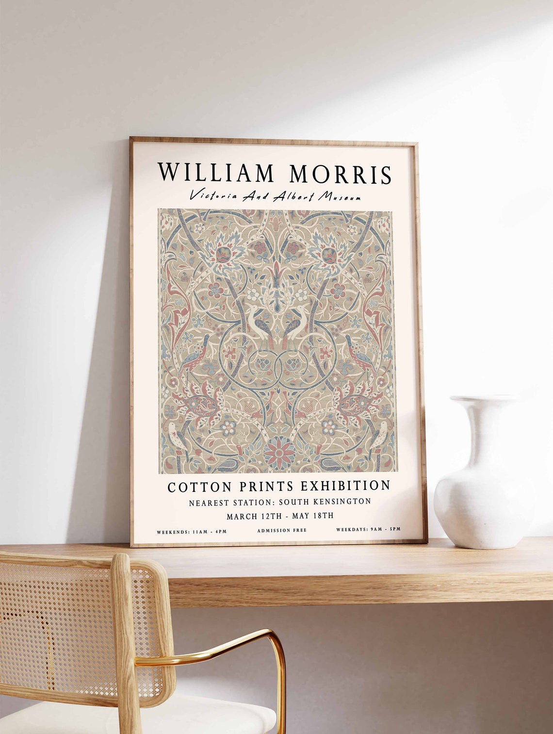 William Morris Bird Textile Pattern Cotton Prints Exhibition Poster - Image 3