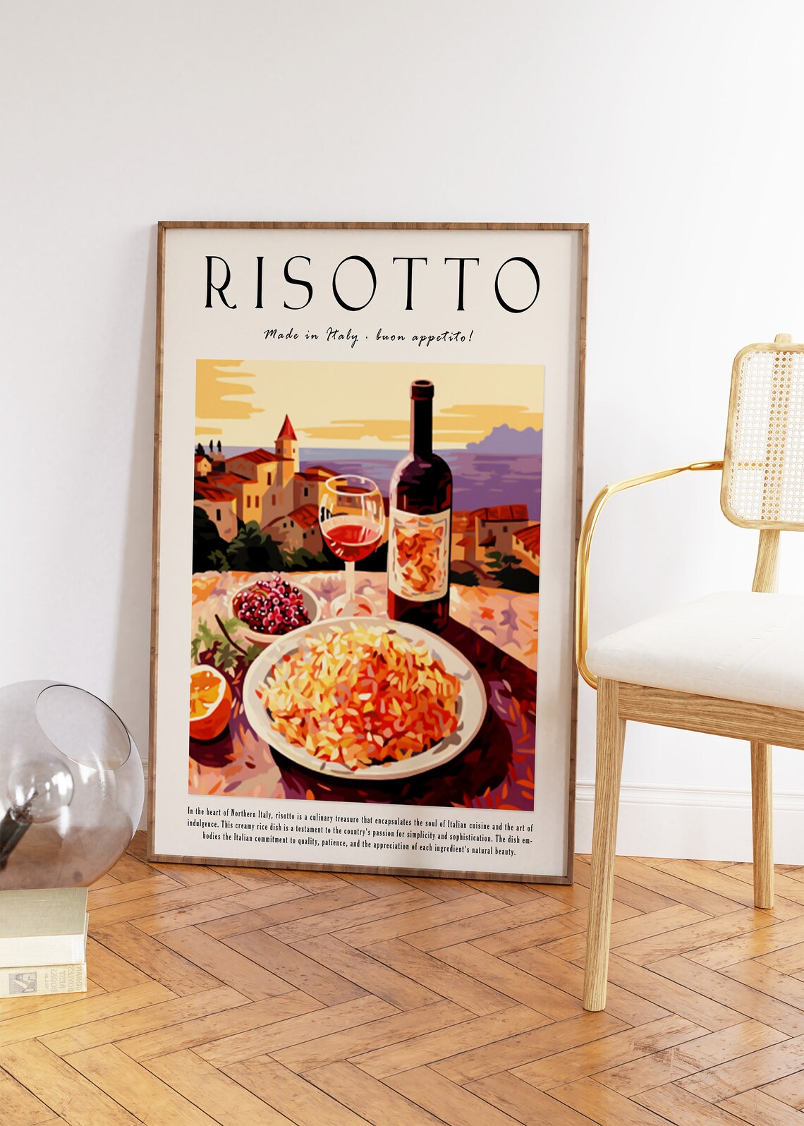 Risotto Made in Italy Coastal Village Vintage Food Art Poster - Image 2