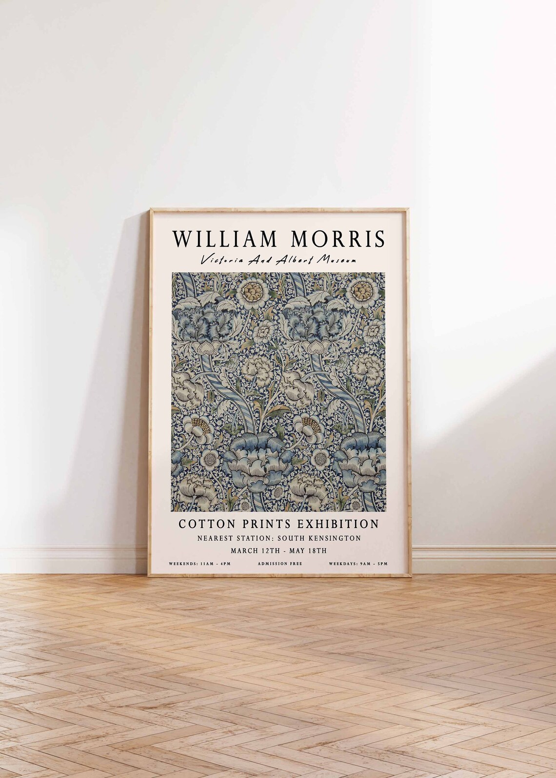 William Morris Cotton Textile Exhibition Museum Floral Art Poster London - Image 2