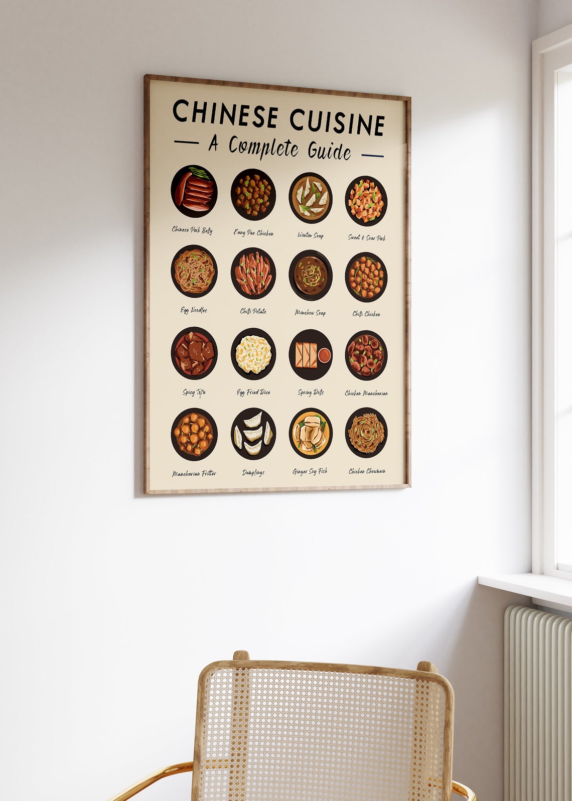 Chinese Food Art Print Chinese Cuisine Wall Art Food Art Food Poster Recipe Poster Kitchen Poster Retro Print Food Gift A1a2a3a4 - Image 2