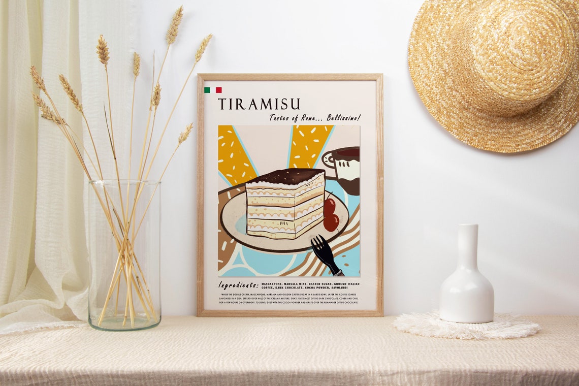 Italian Food Poster Tiramisu Dessert Poster Art Poster Rome Print Kitchen Poster Italian Food Art Italy Retro Print Food Gift - Image 2