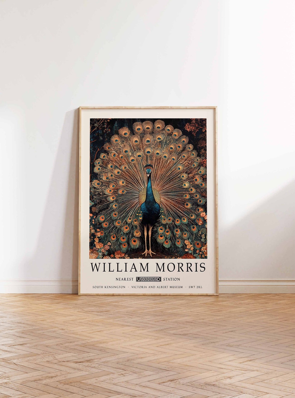 William Morris Peacock With Fully Fanned Tail Feathers Poster - Image 2