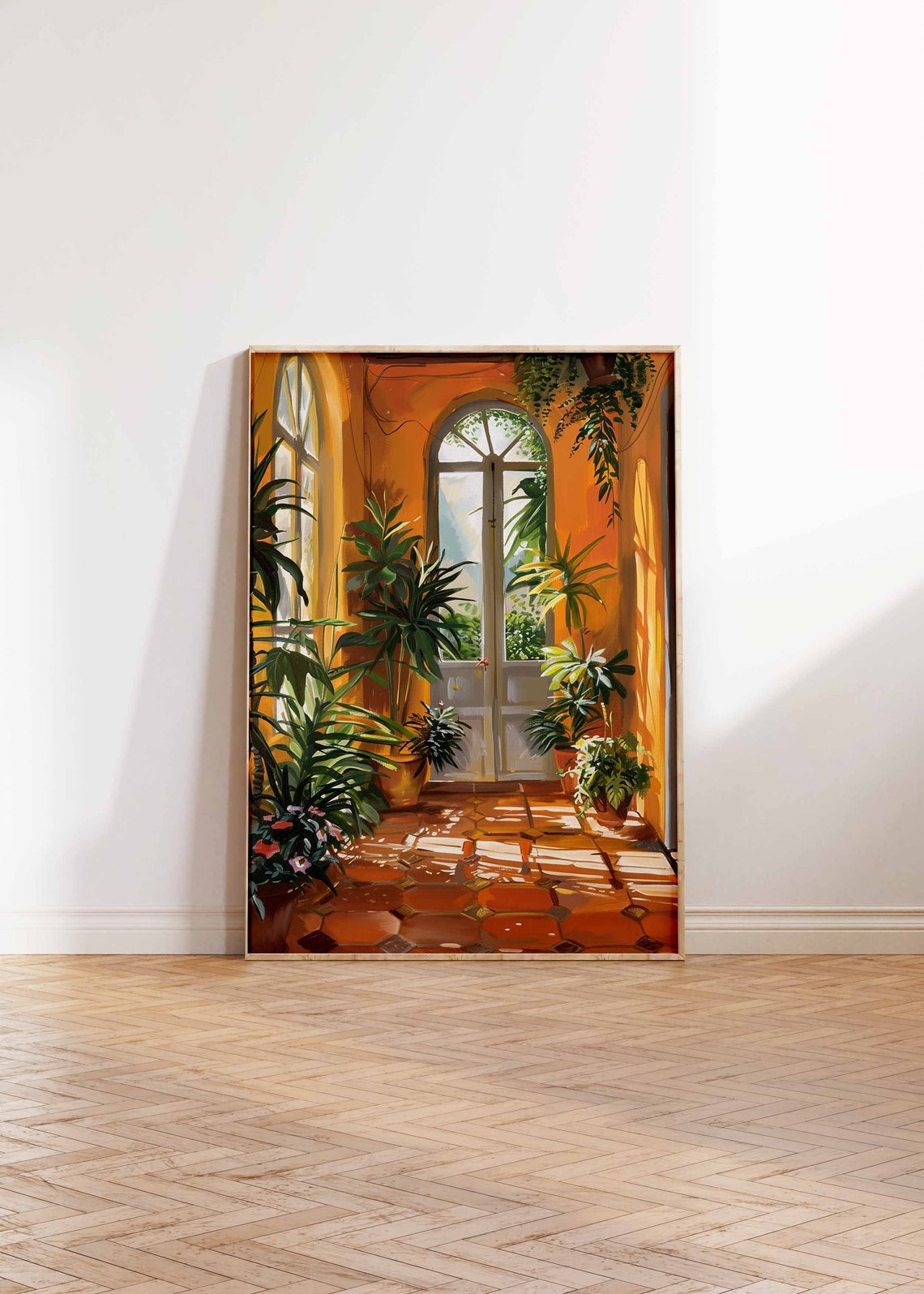 Sunlit Orangery Greenhouse Conservatory Interior Botanical Poster - Image 3