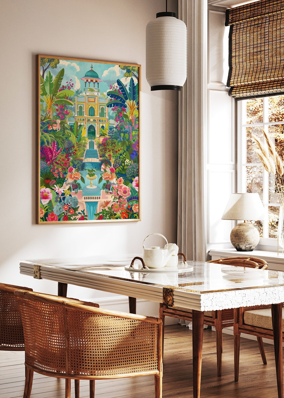 Traditional Indian Pichwai Botanical Art Print - Image 2