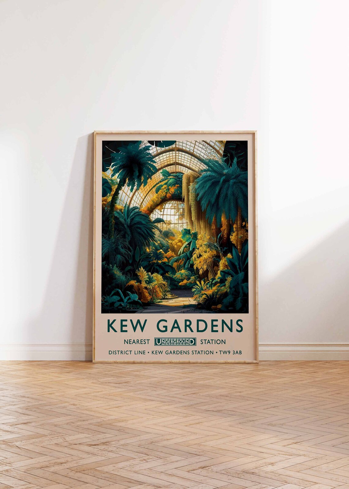Kew Gardens Palm House Glasshouse District Line Travel Poster - Image 2