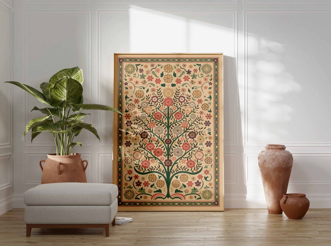 Multicolor Millefiori Indian Tree of Life Flower Bloom Poster Colorful - Image 2