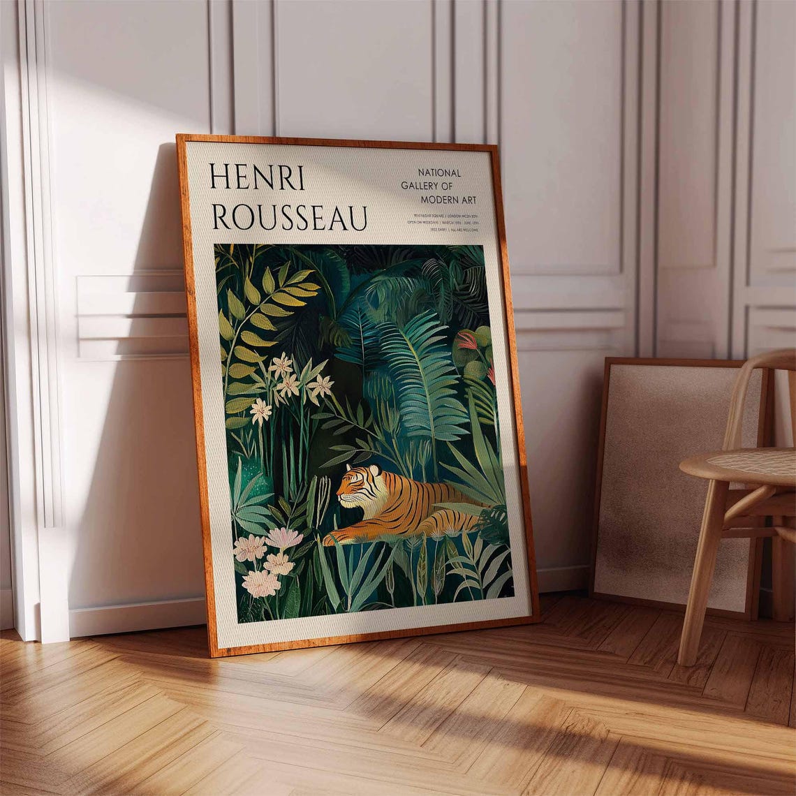 Henri Rousseau Tiger Among Pink Flowers in Jungle Exhibition Poster - Image 2