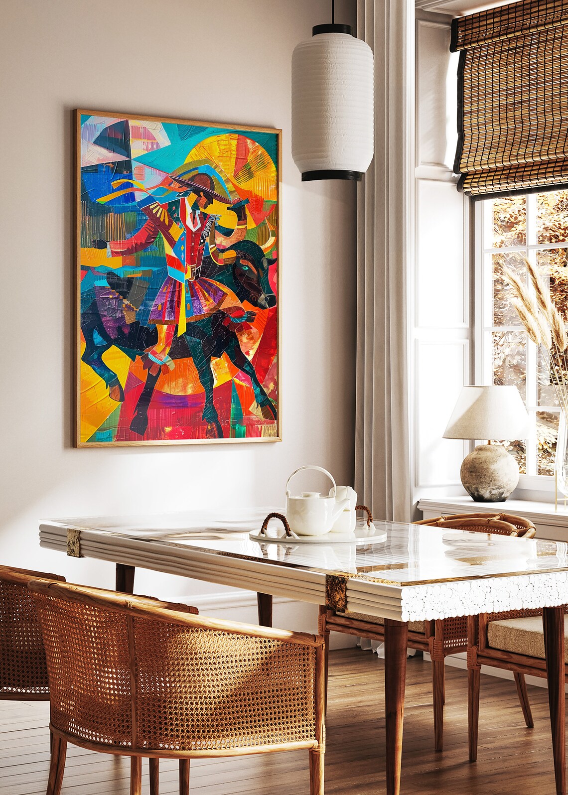 Cubist Matador and Bull Spanish Bullfighting Abstract Art Poster - Image 2