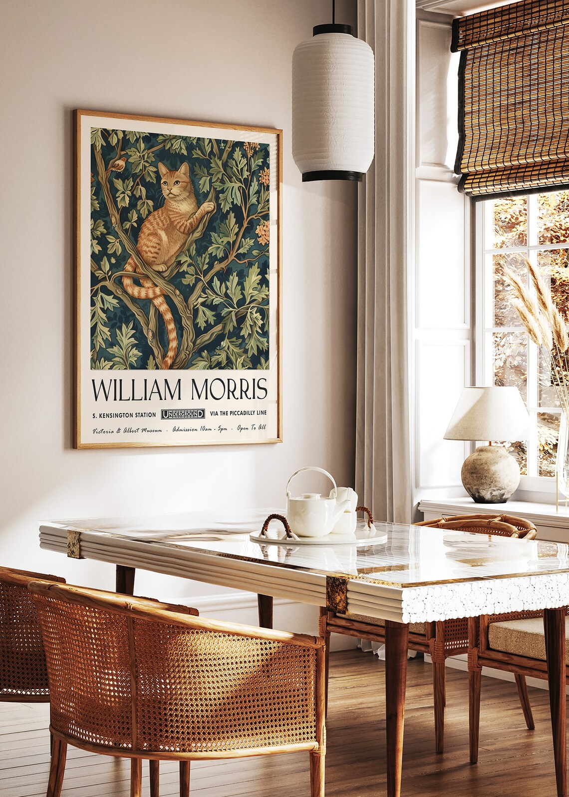 William Morris Cat Art Print, Floral Cat Poster - Image 2