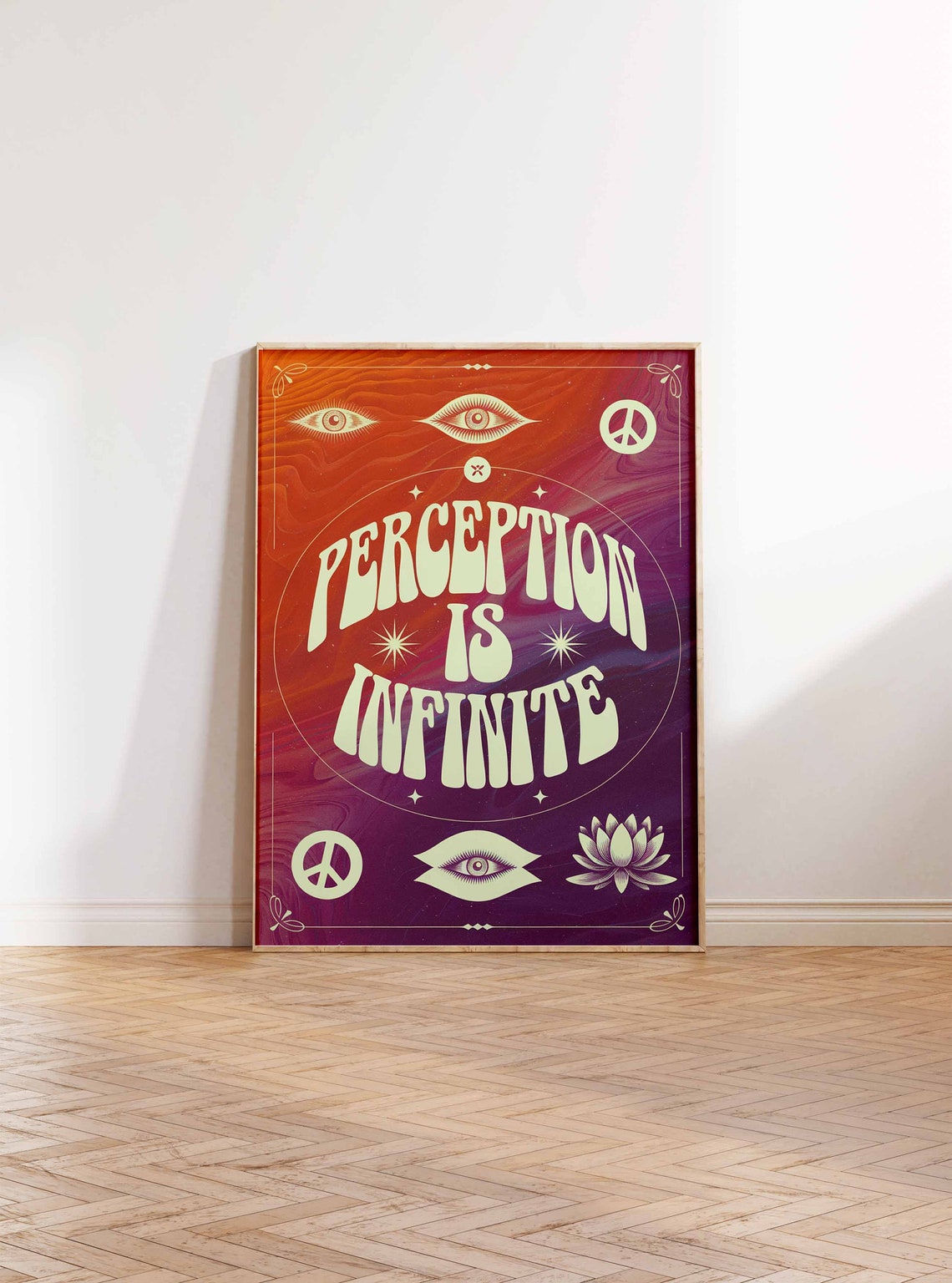 Perception Is Infinite All Seeing Eyes Retro 70s Quote Poster - Image 2