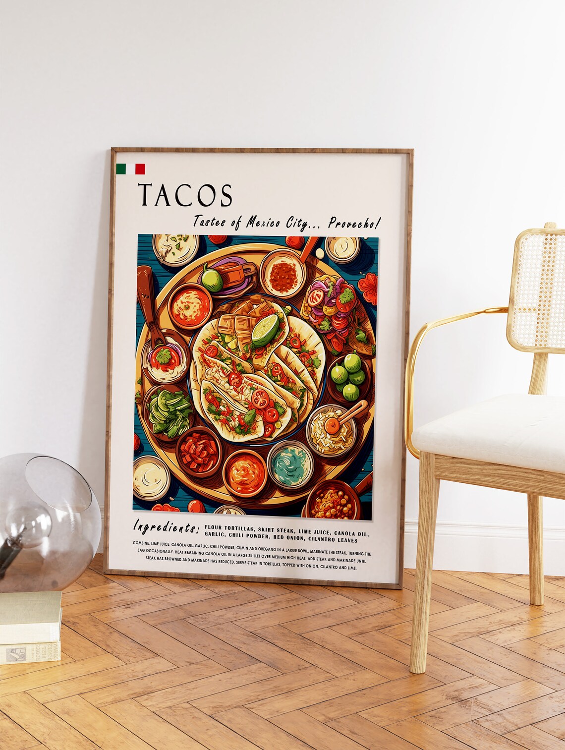 Mexican Tacos Retro Food Art Print, Kitchen Decor - Image 2
