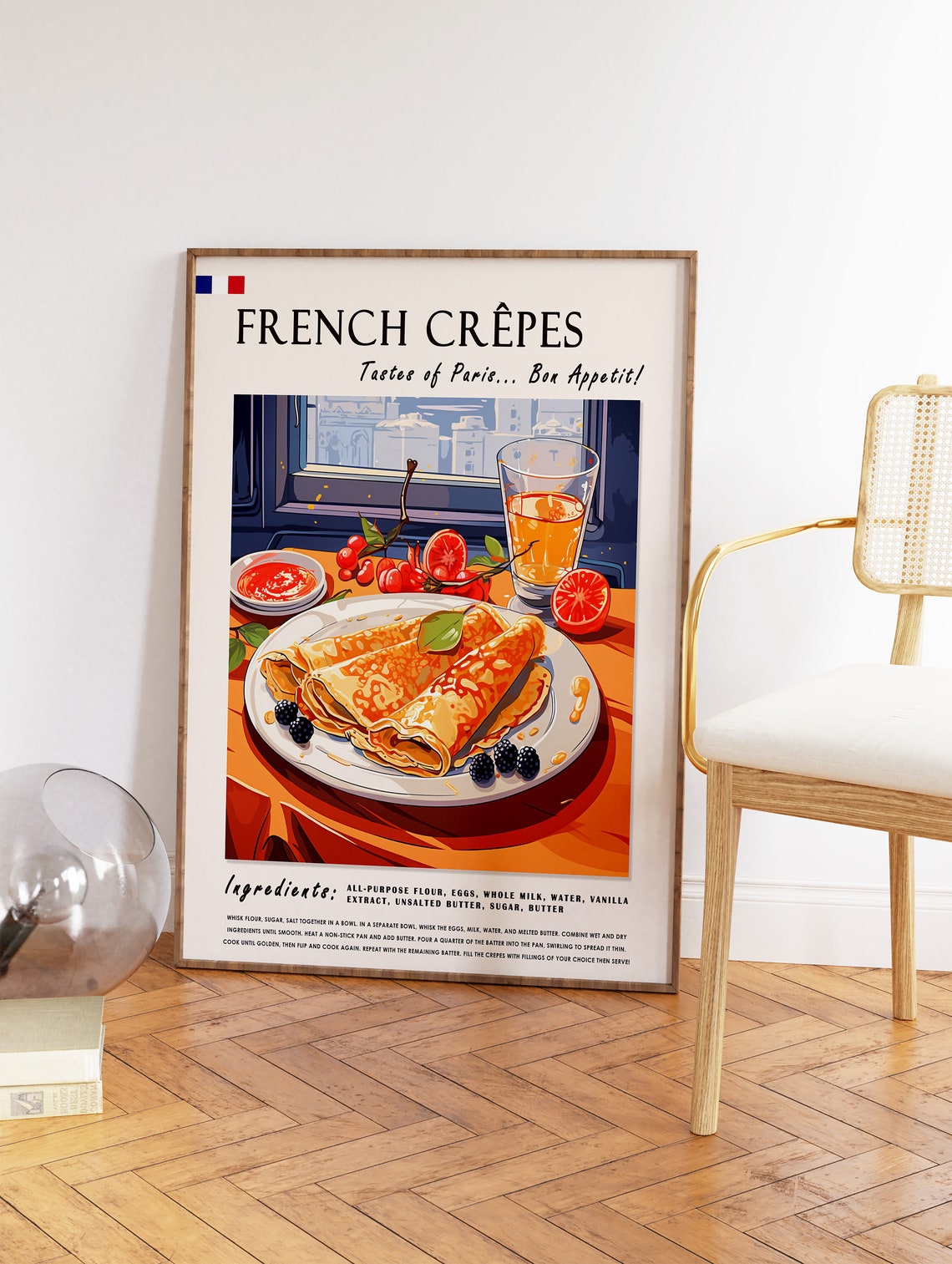 French Crepes Poster French Crepes Food Print French Dessert Poster Kitchen Print Kitchen Decor Food Art Food Drink Art - Image 2