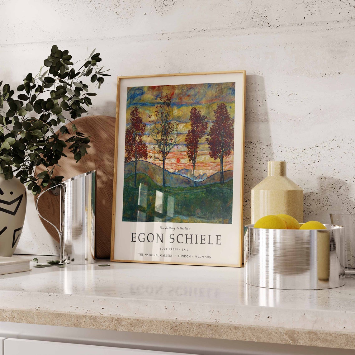 Egon Schiele Four Trees 1917 Gallery Collection Landscape Art Poster - Image 3