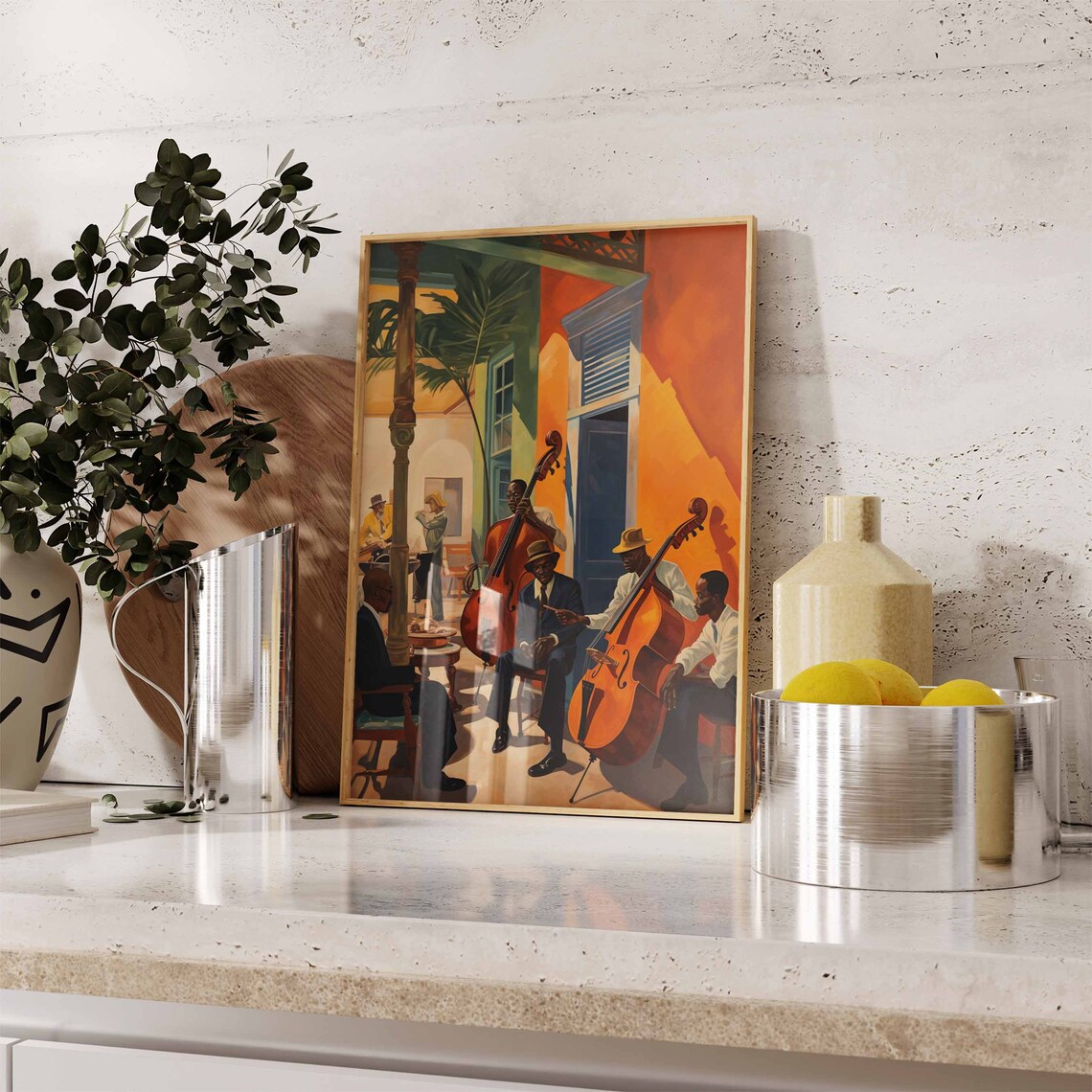 Jazz Musicians Retro Double Bass Band Painting Music Fan Art Poster - Image 2