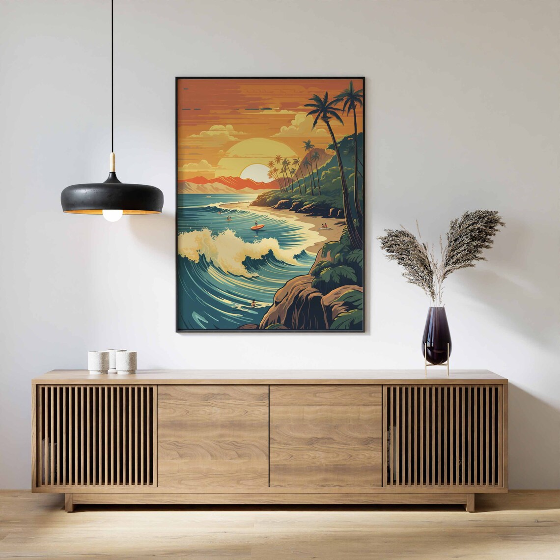 Retro Surf Print, Vintage Sunset Surfing Poster - Image 2